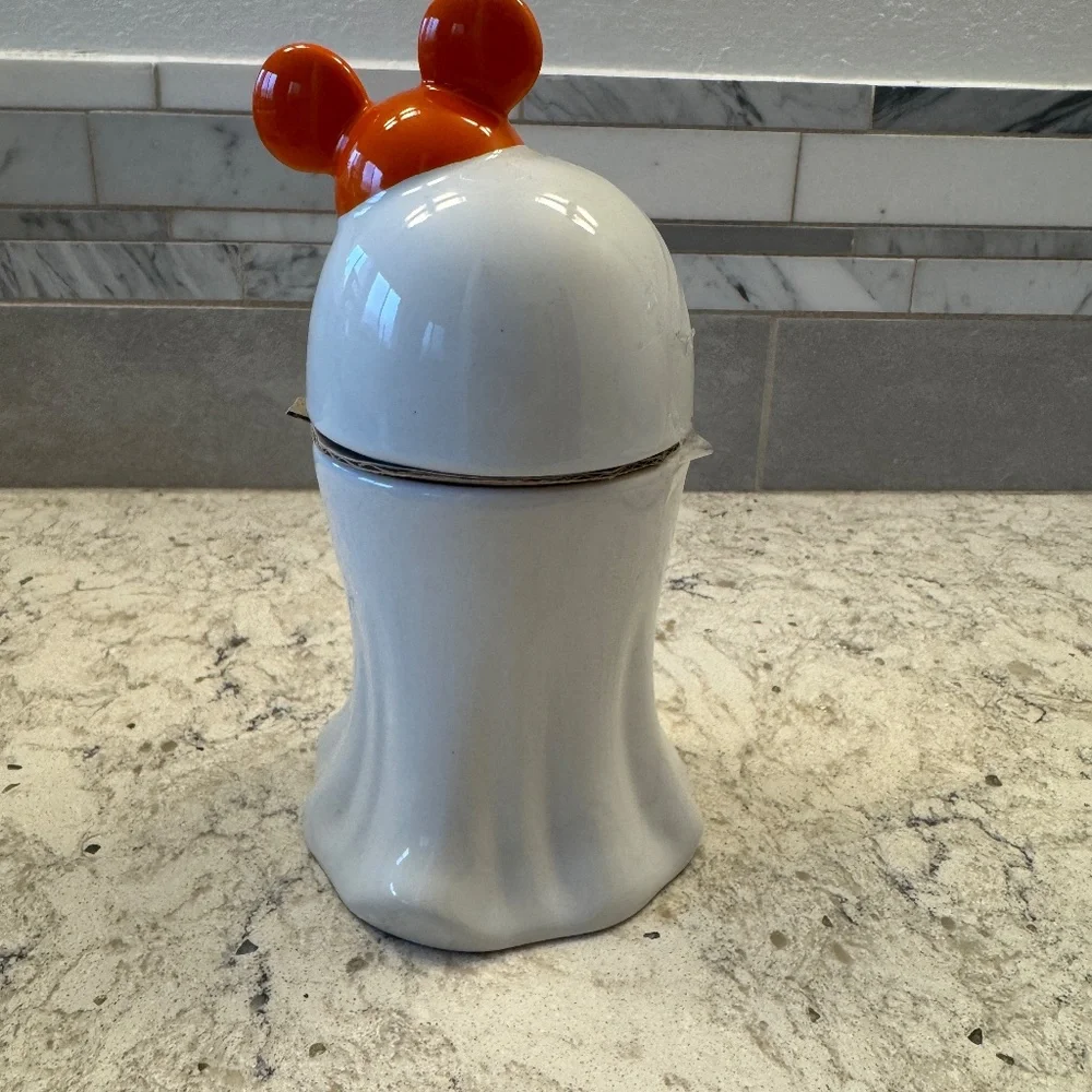 Disney Parks Halloween Ghost with‎ Mickey  Ears Candle ceramic  Pumpkin Spice